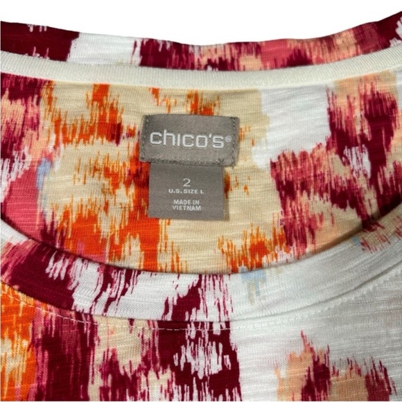 Chico’s Floral T-Shirt 3/4 Sleeves Crew Neck Casual Women's Size Large - Picture 3 of 14